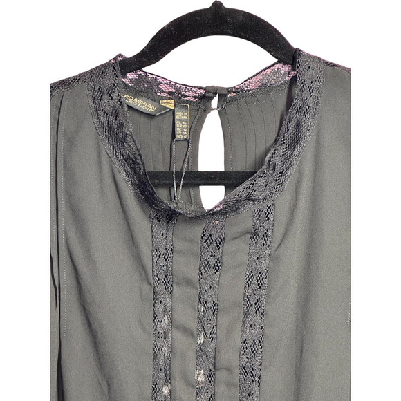 Kardashian kollection Long Sleeve Lace Insert Lace Blouse Chiffon Top Size XL - Picture 5 of 8